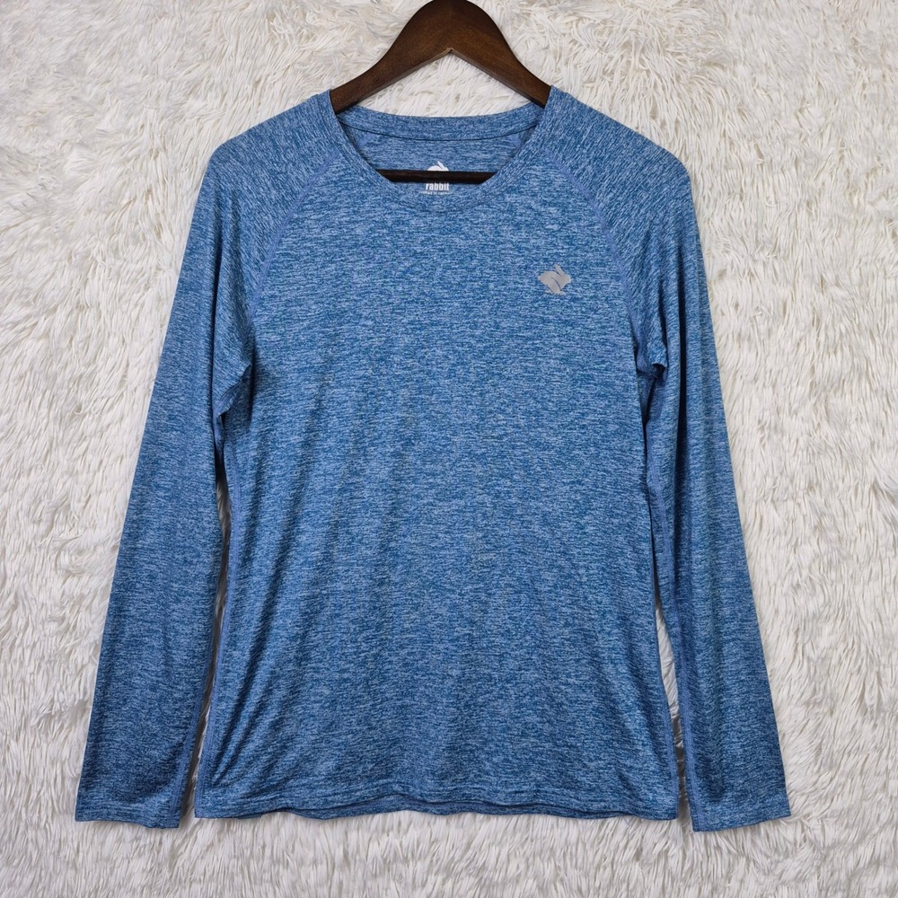 Rabbit EZ Tee Long Sleeve Running Shirt Blue Heather Womens LG RW141